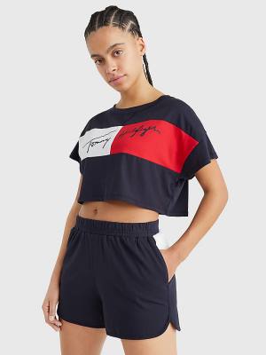 Blue Tommy Hilfiger Colour-Blocked Cropped Women's Swimwear | TH078QEZ