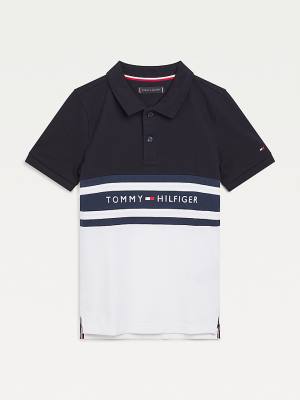 Blue Tommy Hilfiger Colour-Blocked Logo Polo Boys' T Shirts | TH891JIU