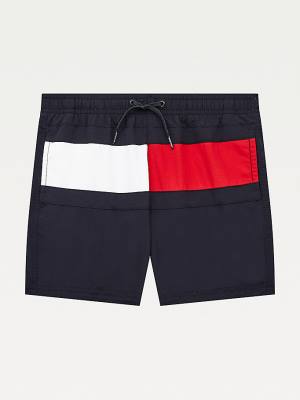 Blue Tommy Hilfiger Colour-Blocked Mid Length Shorts Boys' Swimwear | TH872YPF