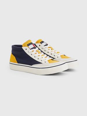 Blue Tommy Hilfiger Colour-Blocked Mid Top Men's Sneakers | TH964IPQ