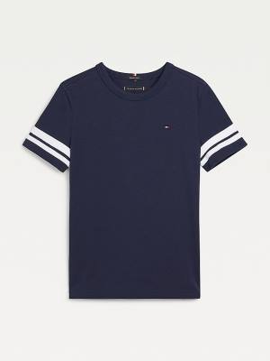 Blue Tommy Hilfiger Contrast Sleeve Boys' T Shirts | TH938BTV