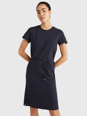 Blue Tommy Hilfiger Cotton Drawstring Women's Dress | TH536RGA