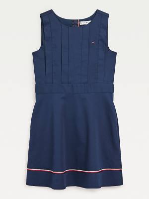 Blue Tommy Hilfiger Cotton Fit & Flare Sleeveless Girls' Dress | TH341DMA