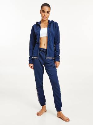 Blue Tommy Hilfiger Cotton Terry Lounge Women's Hoodie | TH861QYM