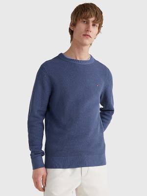 Blue Tommy Hilfiger Crew Neck Jumper Men's Sweaters | TH134YDU