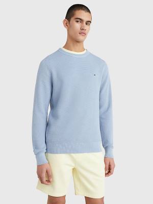 Blue Tommy Hilfiger Crew Neck Jumper Men's Sweaters | TH683WKA