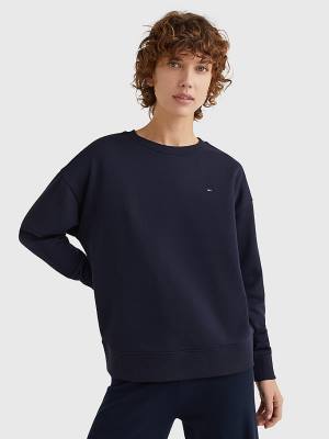 Blue Tommy Hilfiger Crew Neck Relaxed Fit Women's Sweatshirts | TH367MRZ