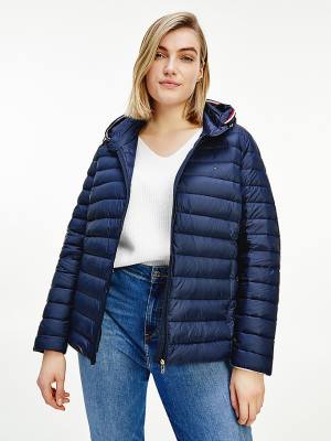 Blue Tommy Hilfiger Curve Essential Removable Hood Down Women's Jackets | TH583SOK