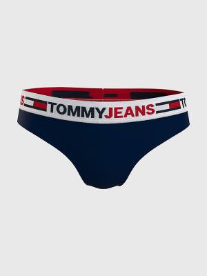 Blue Tommy Hilfiger Curve Logo Waistband Brazilian Briefs Women's Underwear | TH023LEV