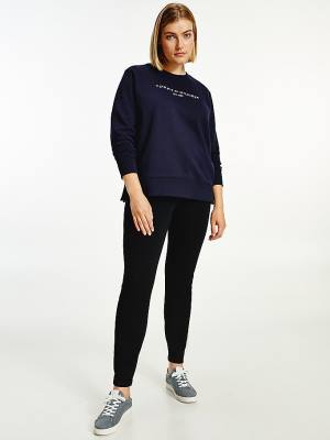 Blue Tommy Hilfiger Curve Organic Cotton Women's Sweatshirts | TH380FMN