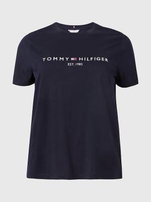 Blue Tommy Hilfiger Curve Organic Cotton Logo Women's T Shirts | TH901HJD