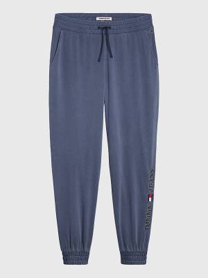 Blue Tommy Hilfiger Curve Relaxed Fit Logo Joggers Women's Pants | TH465MPJ