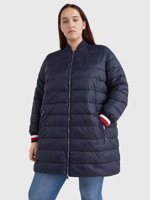 Blue Tommy Hilfiger Curve TH Protect Filled Long Bomber Coat Women's Jackets | TH746FCV