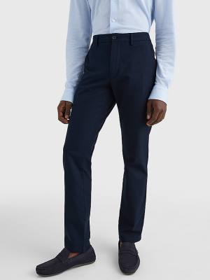 Blue Tommy Hilfiger Denton Basket Weave Straight Fit Chinos Men's Pants | TH109VDE