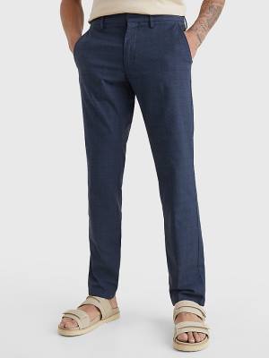 Blue Tommy Hilfiger Denton Straight Check Men's Pants | TH098UVL