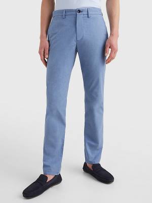 Blue Tommy Hilfiger Denton Wool Look Straight Fit Men's Pants | TH385YIO