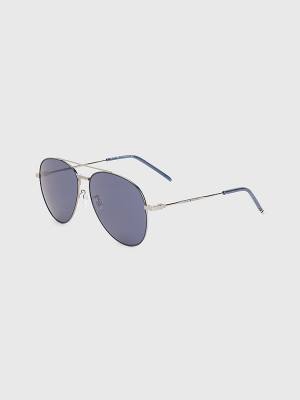 Blue Tommy Hilfiger Double Bridge Aviator Men's Sunglasses | TH574LXC