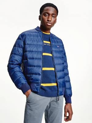 Blue Tommy Hilfiger Down Recycled Quilted Bomber Men's Jackets | TH527UZM