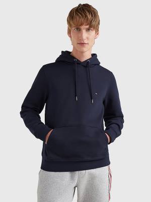 Blue Tommy Hilfiger Drawstring Flag Embroidery Men's Hoodie | TH092CVS