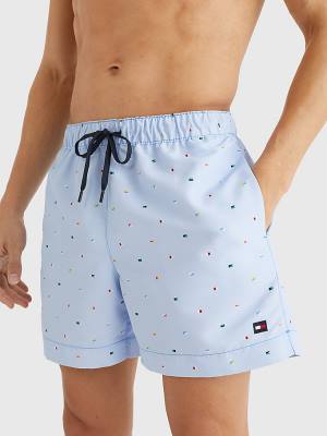 Blue Tommy Hilfiger Drawstring Mid Length Shorts Men's Swimwear | TH345MYO