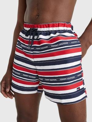 Blue Tommy Hilfiger Drawstring Mid Length Shorts Men's Swimwear | TH634XQP