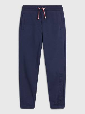 Blue Tommy Hilfiger Embossed Logo Joggers Boys' Pants | TH293UIJ