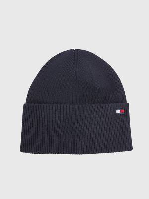 Blue Tommy Hilfiger Essential Cotton Cashmere Beanie Women's Hats | TH362OTI