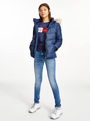 Blue Tommy Hilfiger Essential Down Flag Patch Girls' Jackets | TH459CXF