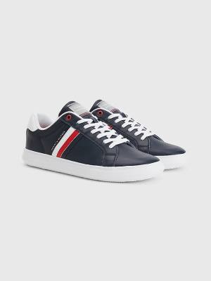 Blue Tommy Hilfiger Essential Leather Cupsole Men's Sneakers | TH412CBR