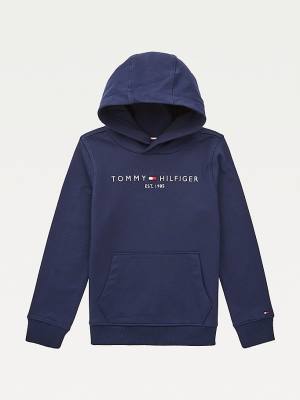 Blue Tommy Hilfiger Essential Logo Organic Cotton Girls' Hoodie | TH158WNA