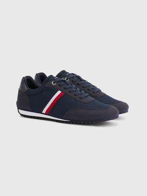 Blue Tommy Hilfiger Essential Mesh Signature Tape Men's Sneakers | TH175QOJ