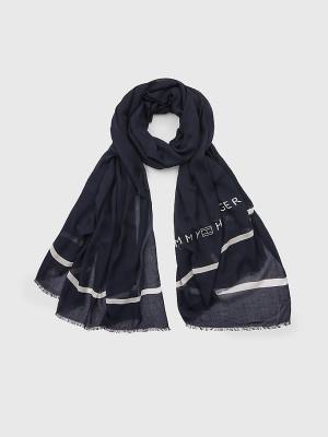 Blue Tommy Hilfiger Essential Modal Logo Women's Scarves | TH623AML