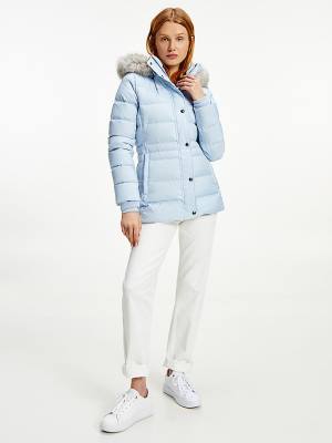 Blue Tommy Hilfiger Essential Monogram Down-Filled Women's Jackets | TH546NLU