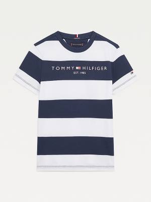 Blue Tommy Hilfiger Essential Organic Cotton Stripe Boys' T Shirts | TH216YMZ