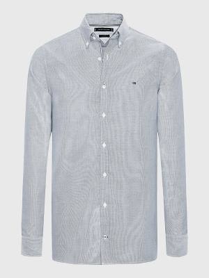 Blue Tommy Hilfiger Essential Organic Cotton Dobby Slim Men's Shirts | TH487TJP