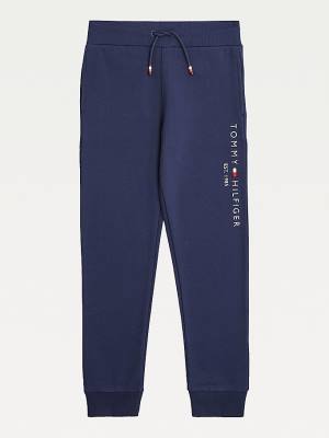 Blue Tommy Hilfiger Essential Organic Cotton Logo Joggers Girls' Pants | TH517HIN