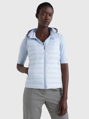 Blue Tommy Hilfiger Essential Removable Hood Down Vest Women's Coats | TH709FWR