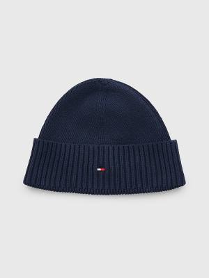 Blue Tommy Hilfiger Essential Rib Knit Short Beanie Men's Hats | TH586XBZ