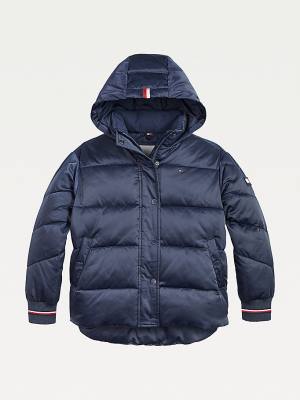 Blue Tommy Hilfiger Essential Satin Puffer Girls' Jackets | TH208FGB