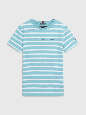 Blue Tommy Hilfiger Essential Stripe Boys' T Shirts | TH925XQU