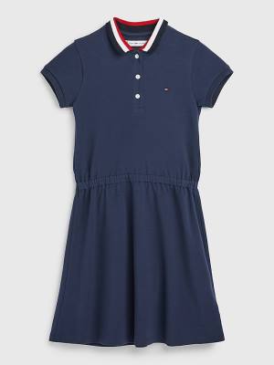 Blue Tommy Hilfiger Essential Stripe Collar Polo Girls' Dress | TH149LKS