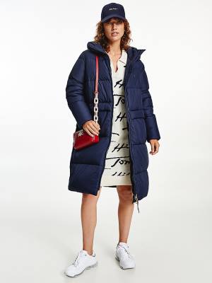 Blue Tommy Hilfiger Essential TH Protect Padded Maxi Coat Women's Jackets | TH029QUP