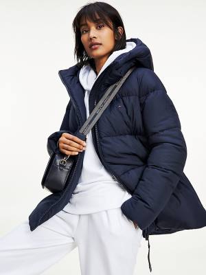 Blue Tommy Hilfiger Essential TH Protect Padded Logo Coat Women's Jackets | TH058RXL