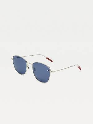 Blue Tommy Hilfiger Flag Detail Square Men's Sunglasses | TH375ODL