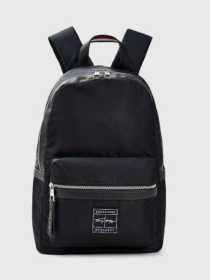 Blue Tommy Hilfiger Flag Jacquard Backpack Men's Bags | TH153YSF