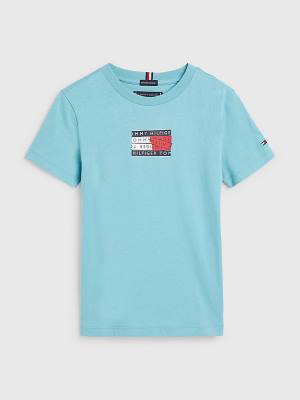 Blue Tommy Hilfiger Flag Logo Boys' T Shirts | TH720LRY