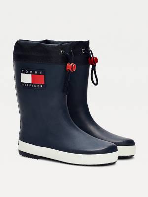 Blue Tommy Hilfiger Flag Toggle Rain Boys' Boots | TH157QFJ