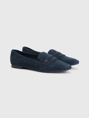 Blue Tommy Hilfiger Flat Suede Women's Loafers | TH190SRD