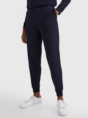 Blue Tommy Hilfiger Fleece Cuffed Leg Joggers Women's Pants | TH629IOQ