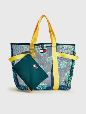 Blue Tommy Hilfiger Floral Mesh Tote Women's Bags | TH403CDV